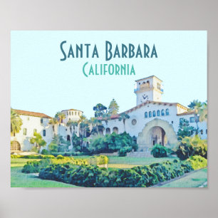 Santa Barbara California Courthouse Waterverf Poster
