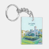 Santa Barbara California Courthouse Waterverf Sleutelhanger (Voorkant Links)