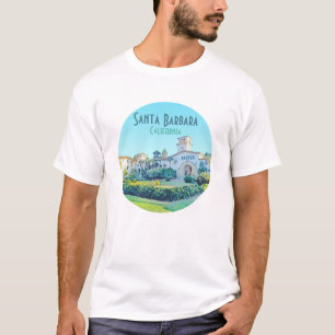 Santa Barbara California Courthouse Waterverf T-shirt