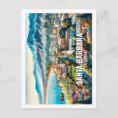 Santa Barbara California Famous Place waterverf Briefkaart (Voorkant)