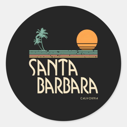Santa Barbara California Palms Ronde Sticker (Voorkant)