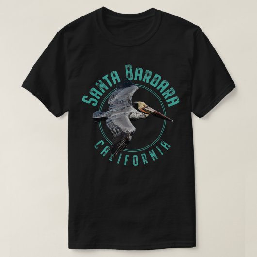 Santa Barbara California Pelican Design T-Shirt (Design voorkant)