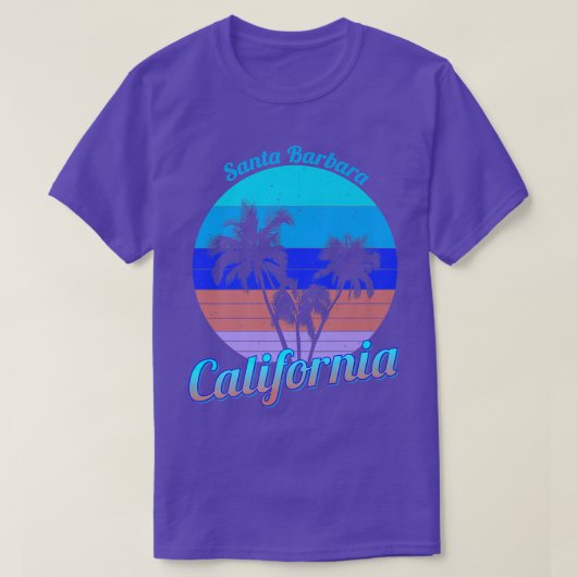 Santa Barbara California Retro Palm Trees Beach Su T-shirt (Design voorkant)