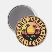 Santa Barbara California Retro Sunset Souvenirs Magneet (Voorkant / Achterkant)