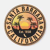Santa Barbara California Retro Sunset Souvenirs Magneet (Voorkant)