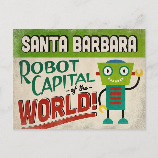 Santa Barbara California Robot - Funny Briefkaart (Voorkant)
