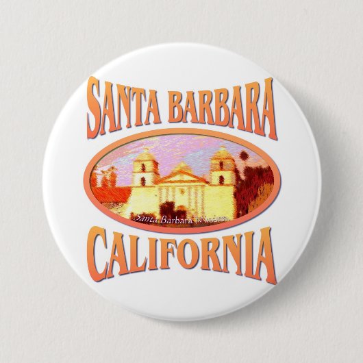 Santa Barbara California Ronde Button 7,6 Cm (Voorkant)