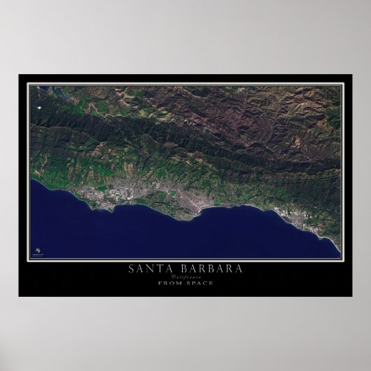 Santa Barbara California Satellite Poster Map (Voorkant)