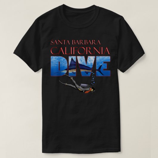Santa Barbara California SCUBA Diver Ocean Snorkel T-shirt (Design voorkant)