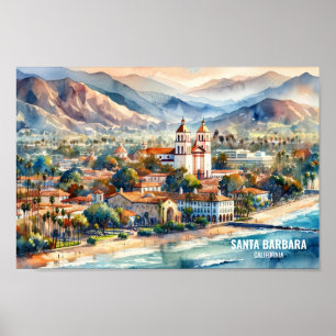 Santa Barbara California Travel Places waterverf Poster