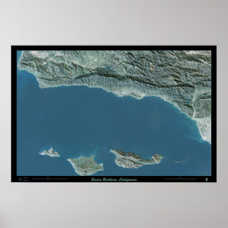 Santa Barbara, Californië-satellietfoto poster