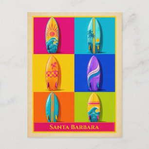 Santa Barbara Californië Surfboard Vintage Briefkaart