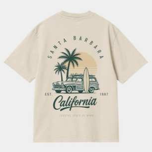 Santa Barbara Californië Vintage Surf Stationwagen T-shirt