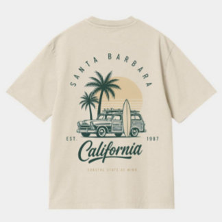 Santa Barbara Californië Vintage Surf Stationwagen T-shirt