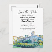 Santa Barbara Courthouse Save the Date Waterverf Briefkaart (Voorkant / Achterkant)