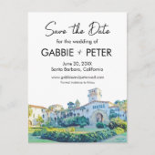 Santa Barbara Courthouse Waterverf Save the Date Briefkaart (Voorkant)