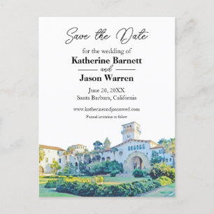 Santa Barbara Courthouse Waterverf Save the Date Briefkaart