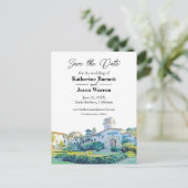 Santa Barbara Courthouse Waterverf Save the Date Briefkaart (Staand voorkant)