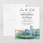 Santa Barbara Courthouse Waterverf Save the Date Briefkaart (Voorkant / Achterkant)