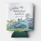 Santa Barbara Courthouse Waterverf Wedding Blikjeskoeler (Voorkant)