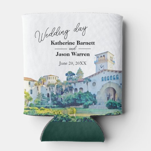 Santa Barbara Courthouse Waterverf Wedding Blikjeskoeler (Achterkant)