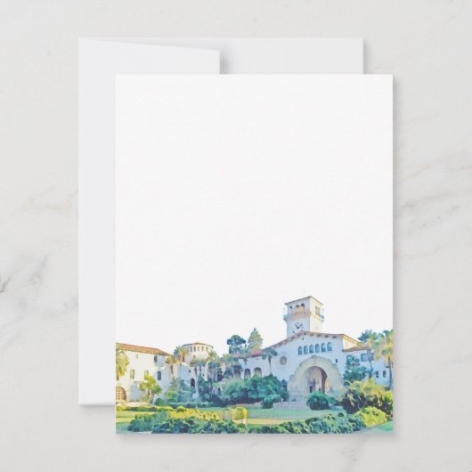 Santa Barbara Courthouse Waterverf Wedding Kaart (Achterkant)