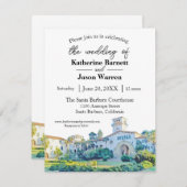 Santa Barbara Courthouse Waterverf Wedding Kaart (Voorkant / Achterkant)