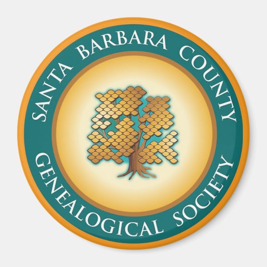Santa Barbara Genealogical Society Magnet (Voorkant)
