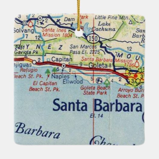 Santa Barbara  Map Keramisch Ornament (Achterkant)