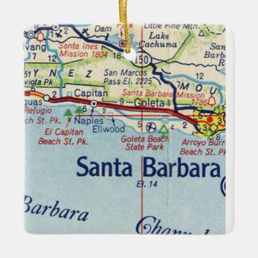 Santa Barbara  Map Keramisch Ornament (Voorkant)