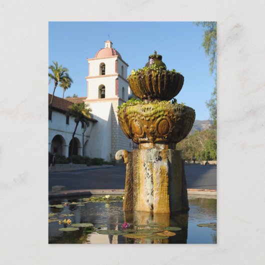 Santa Barbara Mission Fountain Briefkaart (Voorkant)