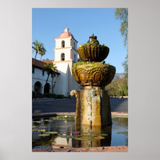 Santa Barbara Mission Fountain Poster (Voorkant)