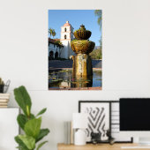 Santa Barbara Mission Fountain Poster (Thuiskantoor)