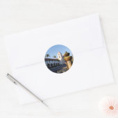 Santa Barbara Mission Fountain Ronde Sticker (Envelop)