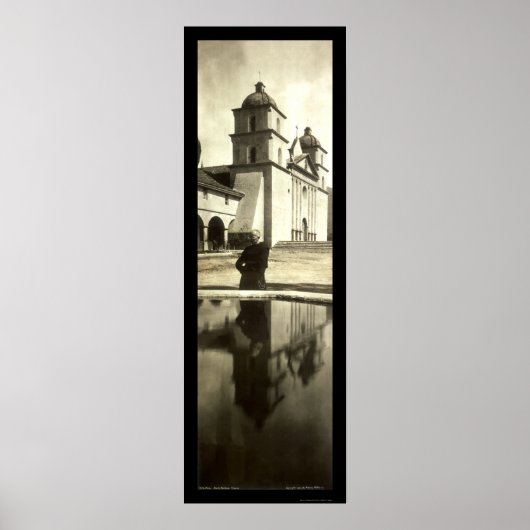 Santa Barbara Mission Photo 1908 Poster (Voorkant)