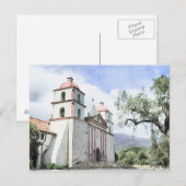 Santa Barbara Mission Waterverf Briefkaart (Voorkant / Achterkant)