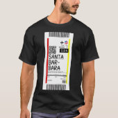 Santa Barbara Municipal Airport (SBA) Boarding Pas T-shirt (Voorkant)
