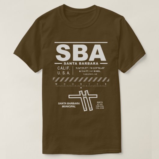 Santa Barbara Municipal Airport SBA T-shirt (Design voorkant)
