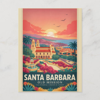 Santa Barbara Oude Missie Vintage Californische Po Briefkaart