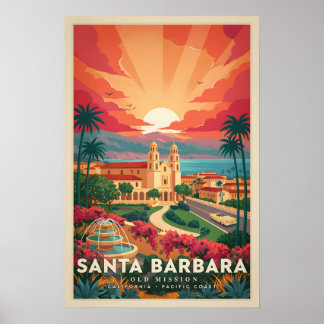 Santa Barbara Oude Missie Vintage Californische Po Poster