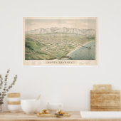 Santa Barbara. Panoramische kaart 1877 (1581A) Poster (Keuken)