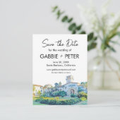 Santa Barbara Rechtbank Aquarel Bewaar de Datum Kaart (Staand voorkant)