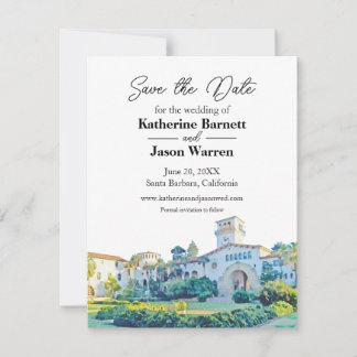 Santa Barbara Rechtbank Aquarel Bewaar de Datum Kaart