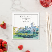 Santa Barbara Rechtbank Watercolor Bruiloft Servet (Insitu)