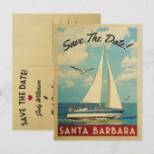 Santa Barbara Save the Date Sailboat Nautical Aankondigingskaart (Voorkant / Achterkant)