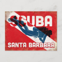 Santa Barbara Scuba Diver - Blue Retro