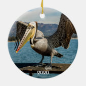 Santa Barbara, Stearns Wharf en Brown Pelican Keramisch Ornament (Achterkant)