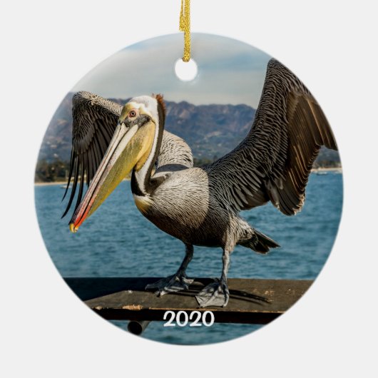 Santa Barbara, Stearns Wharf en Brown Pelican Keramisch Ornament (Achterkant)