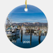 Santa Barbara, Stearns Wharf en Harbour Keramisch Ornament (Achterkant)