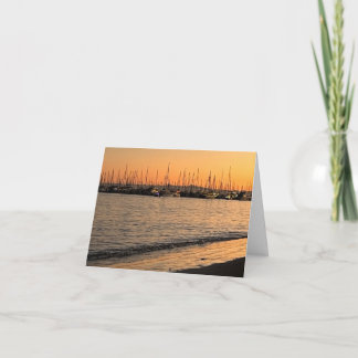 Santa Barbara-strand bij zonsondergang bedankkaart